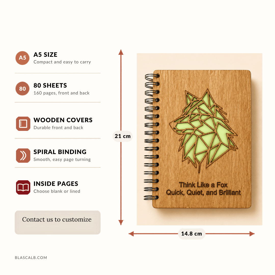 handcrafted journal notebook wood cover customized made in Lebanon size and pages described